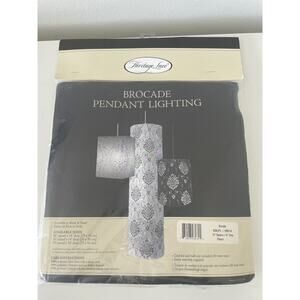 Brocade Pendant Light Heritage Lace Pearl 10" Square x 14" Drop Boho Eclectic